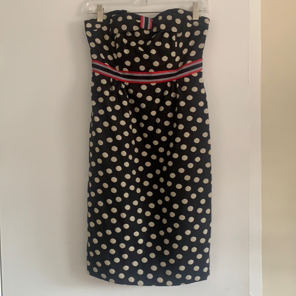 Mave Polka Dot dress w/ pockets, strapless